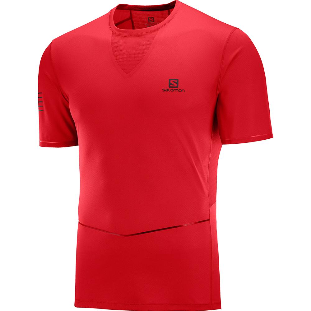 SALOMON SENSE ULTRA M Philippines - Men's Tee Shirt - Red | 527489-AMC